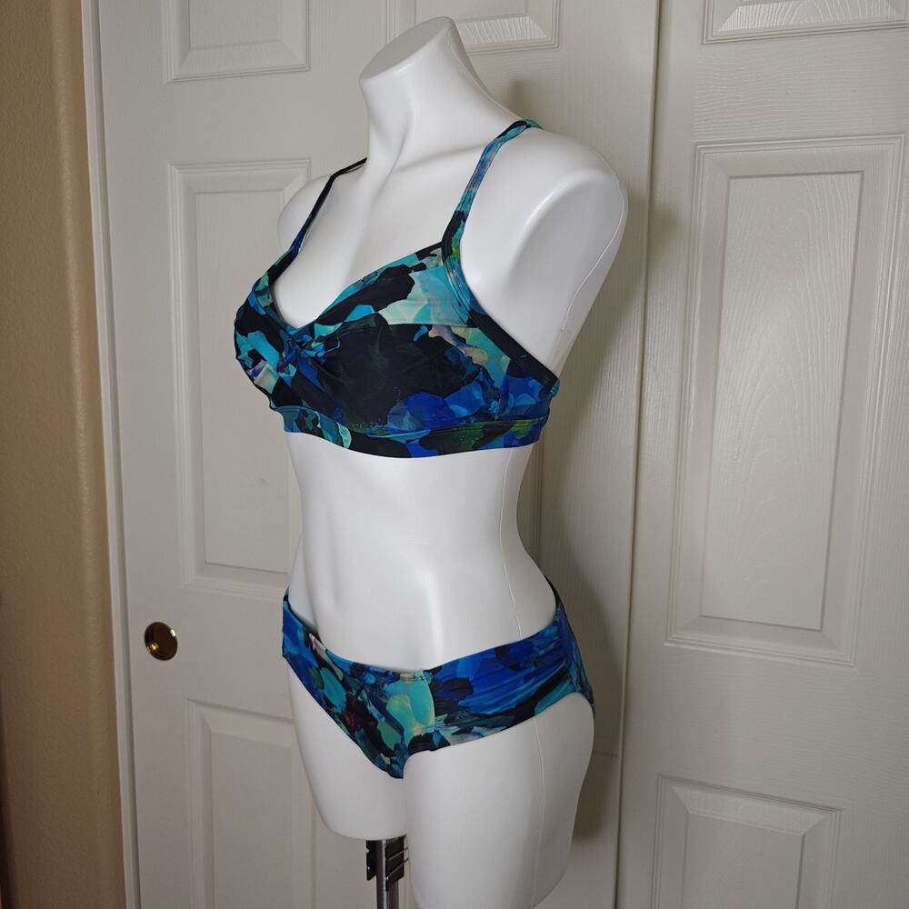 Athleta Mystique abstract print twist bikini set sz M 34B/C
